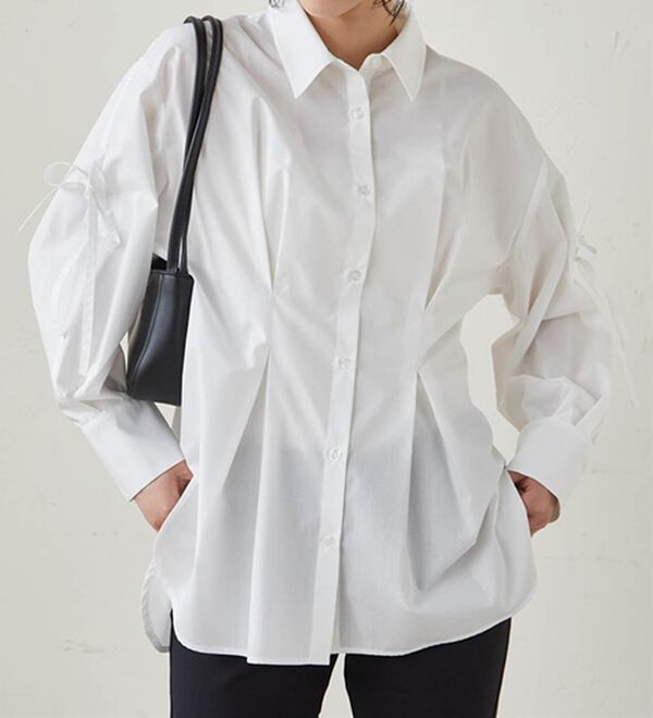 RANAN（ラナン）の「ウエストタック袖リボンシャツ（シャツ）」｜詳細画像