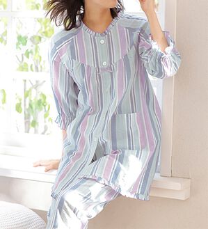 LAVIENNE（ラヴィエンヌ）の「サラッと涼感、綿１００％サッカーパジャマ（パジャマ・ルームウェア）」｜詳細画像