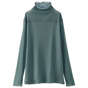 BELLUNA（ベルーナ）の「重ねるだけでサマになる！あったかシアーハイネックプルオーバー（カットソー）」｜ブルーグリーン