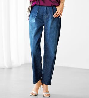 BELLUNA（ベルーナ）の「ひんやり冷感！カーブシルエットデニムパンツ（ワイドパンツ・ガウチョ）」｜インディゴ