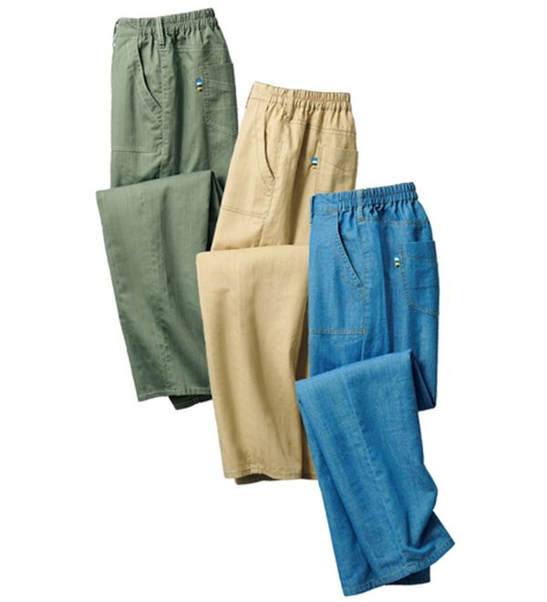 ルフラン（ルフラン）の「【３本組】【ヒヤロン】さらっと涼しい綿混パンツ（フルレングスパンツ）」｜3本組