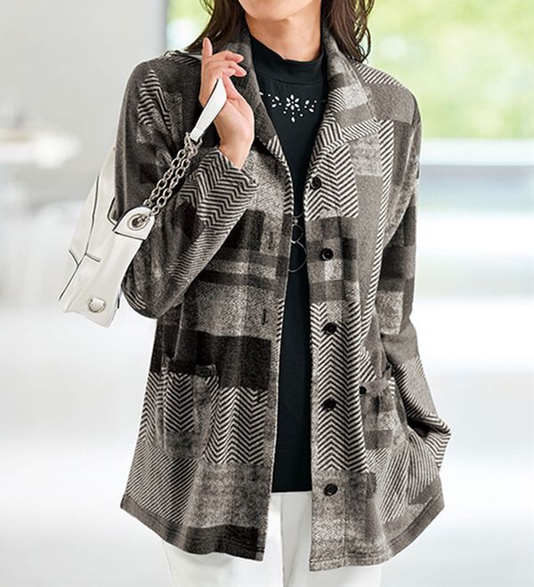 BELLUNA（ベルーナ）の「起毛カットソープリントジャケットアンサンブル（アンサンブル）」｜詳細画像