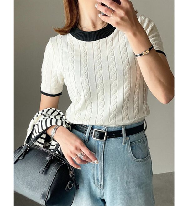 GeeRA（ジーラ）の「ケーブル編みニットトップス（ニット・セーター）」｜詳細画像