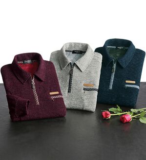 「エレガントジップアップポロシャツ（メンズポロシャツ）」｜詳細画像