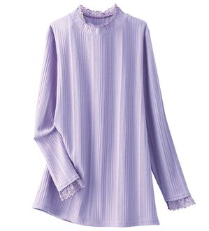 BELLUNA（ベルーナ）の「吸湿発熱あったかレース使いプルオーバー（カットソー）」｜詳細画像