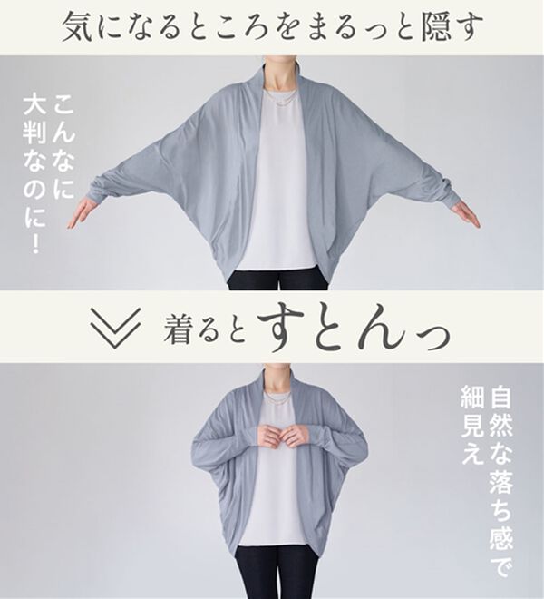 Viola e Viola（ヴィオラ エ ヴィオラ）の「【５つの機能付】ＵＶ対策に！ひんやり　ゆるドルマンカーディガン（ニットカーディガン）」｜詳細画像