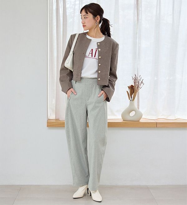 BELLUNA（ベルーナ）の「＜＆ｃｏｃｏｃｈｉ＞ウーリッシュジャージーバレルパンツ（ワイドパンツ・ガウチョ）」｜詳細画像