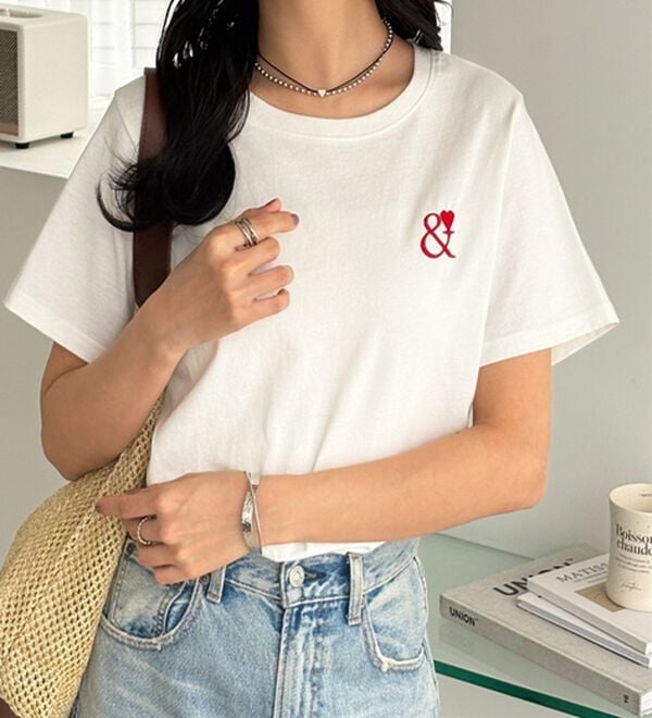 GeeRA（ジーラ）の「アンドハート刺しゅうＴシャツ（Tシャツ）」｜詳細画像