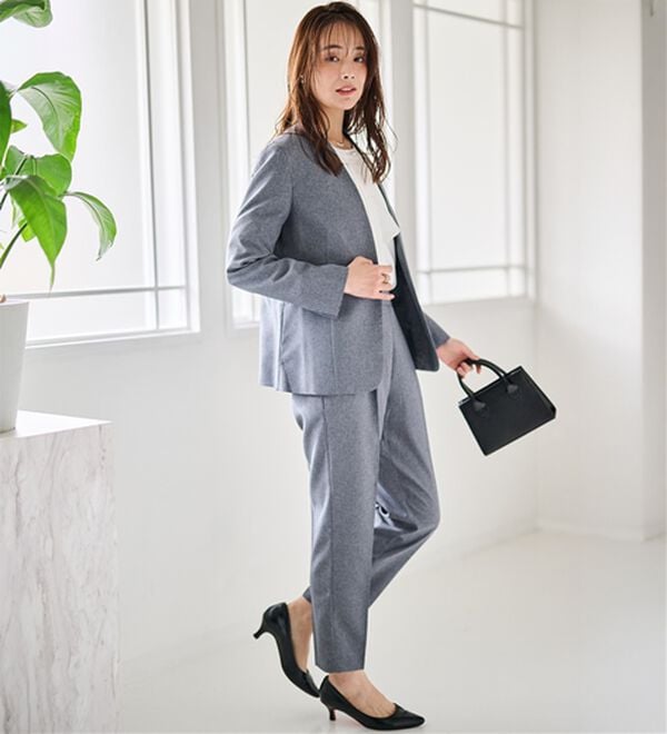 RANAN（ラナン）の「【選べる衿】洗える！春夏ロングシーズン着用可能ベーシック２点ライトスーツ（パンツスーツ）」｜詳細画像