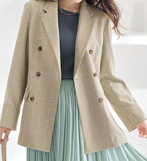 BELLUNA（ベルーナ）の「クラシカルチェック柄ウール調テーラードジャケット（テーラードジャケット）」｜ベージュ系