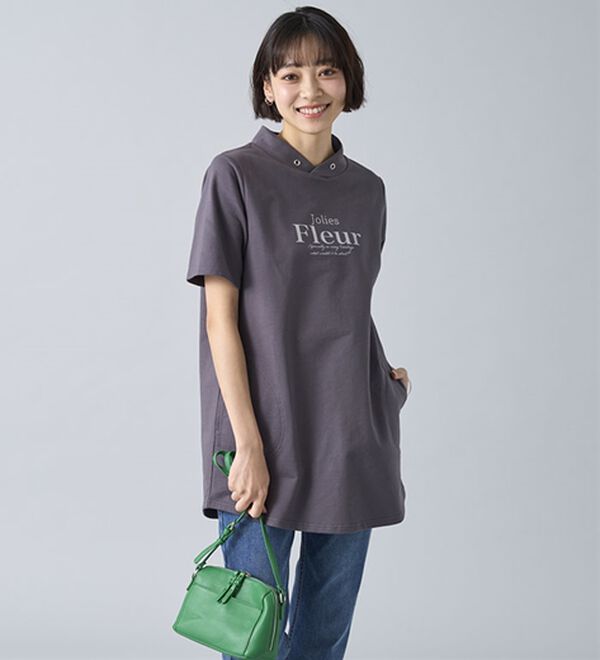 BELLUNA（ベルーナ）の「綿１００％裏毛素材ロゴチュニック（チュニック）」｜詳細画像