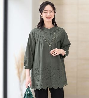 ルフラン（ルフラン）の「スカラップレース使いの美人ブラウス（ブラウス）」｜チャコール