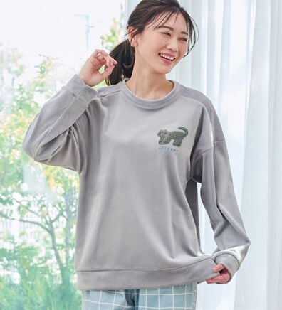 LAVIENNE（ラヴィエンヌ）の「＜遠赤外線ウェア＞ピッコロット　良眠ベロアチュニック・総柄パンツ（カットソー）」