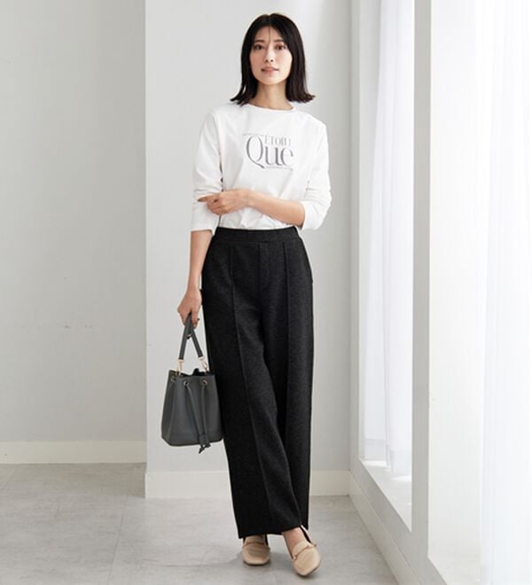 BELLUNA（ベルーナ）の「圧縮ニット素材ワイドパンツ（ワイドパンツ・ガウチョ）」｜詳細画像