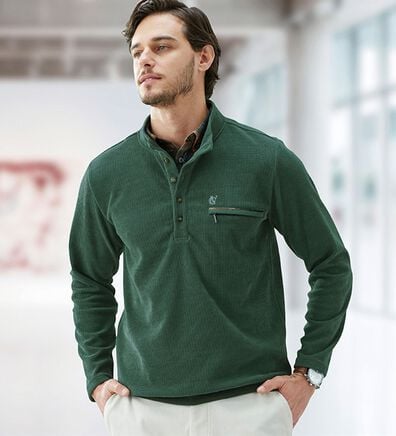 「＜コムルヴァン・オム＞大人の技ありダブル衿プルオーバー（メンズトレーナー）」