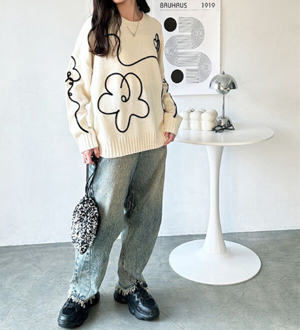 新品タグ付♡今季シースルー刺繍ニットGR mily bilet ニット セーター 「mily bilet」こなれクラッシュ、はじめ