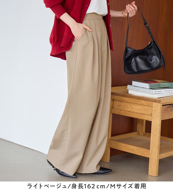 Viola e Viola（ヴィオラ エ ヴィオラ）の「【シワになりにくい】隠して美脚とろみ２タックワイドパンツ（ワイドパンツ・ガウチョ）」｜詳細画像
