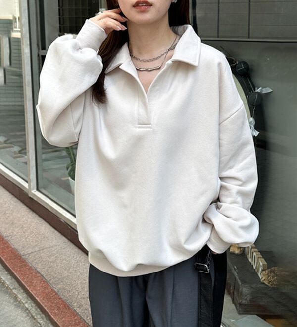 RANAN（ラナン）の「あったか裏起毛衿付きオーバーサイズスウェット（トレーナー・スウェット）」｜詳細画像