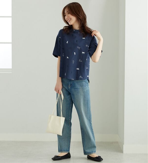 BELLUNA（ベルーナ）の「ネコ&ウサギ刺しゅうブラウス（ブラウス）」｜詳細画像