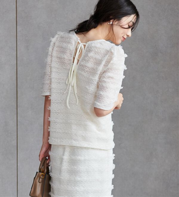 RANAN（ラナン）の「フリルレースパフスリーブトップス（カットソー）」｜詳細画像