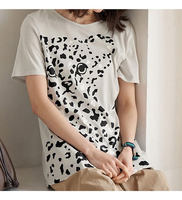 BELLUNA（ベルーナ）の「綿・テンセル（ＴＭ）繊維ロング丈プリントＴシャツ（Tシャツ）」｜詳細画像