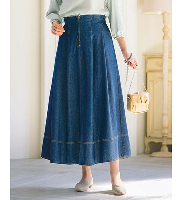 ルフラン（ルフラン）の「【２色組】柔らかデニムデザインスカート（ロングスカート）」｜詳細画像
