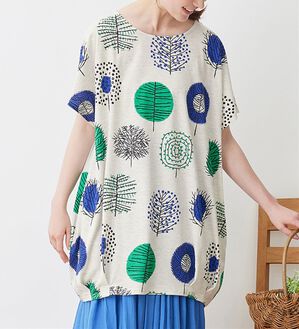 ★美品★GALERIE VIE ギャルリーヴィー　シルク  コクーン チュニック ツリー柄ふんわりコクーンチュニック - ベルーナ【公式】