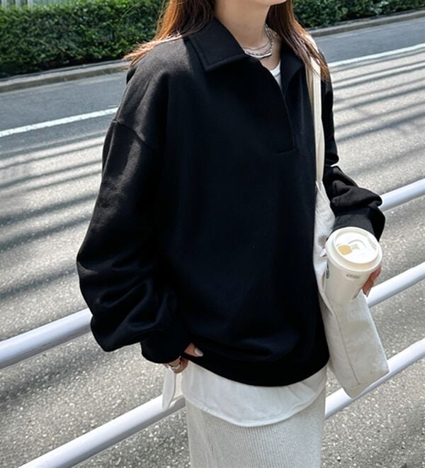 RANAN（ラナン）の「あったか裏起毛衿付きオーバーサイズスウェット（トレーナー・スウェット）」｜詳細画像