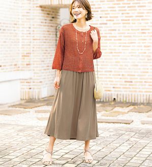 ルフラン（ルフラン）の「爽やか！メッシュニット＆ロングワンピース（アンサンブル）」｜詳細画像