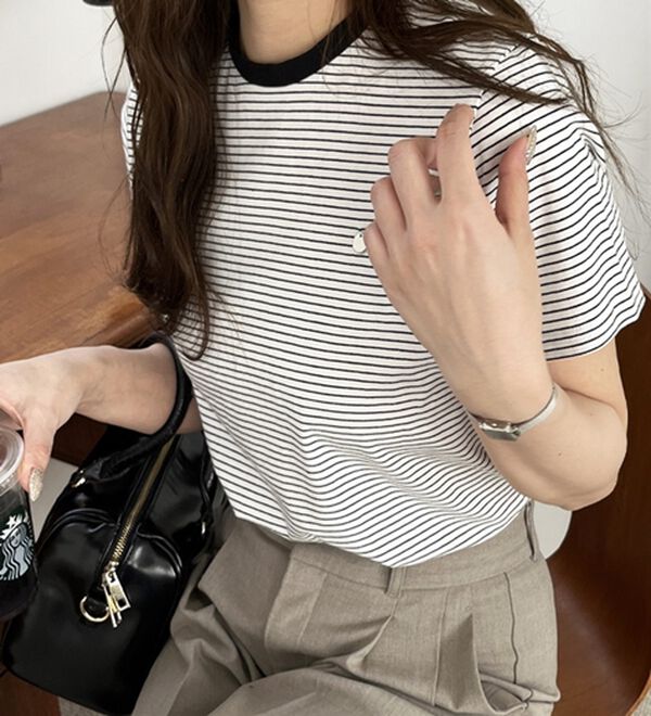 GeeRA（ジーラ）の「ボーダー配色Ｔシャツ（カットソー）」｜詳細画像