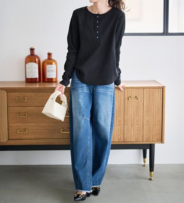 ヘンリーネックワッフルロンT - ベルーナ【公式】