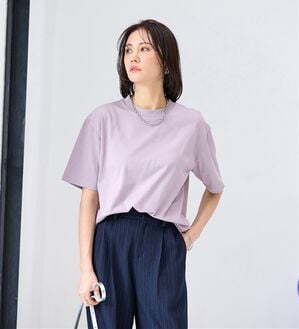 BELLUNA（ベルーナ）の「【汗ジミ対策◎】＜エアリーアイスコットン＞オーバーサイズＴシャツ【選べる袖丈】（カットソー）」｜ローズグレー