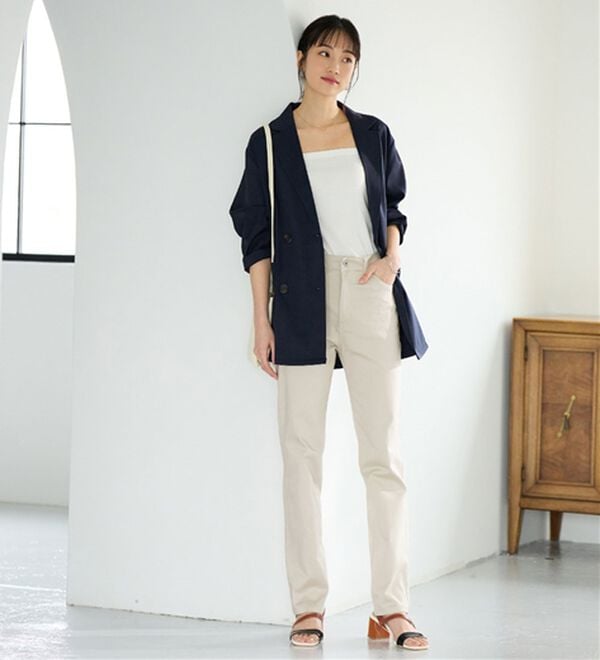 BELLUNA（ベルーナ）の「サラリ速乾！綿サテンストレッチカラーパンツ（フルレングスパンツ）」｜詳細画像