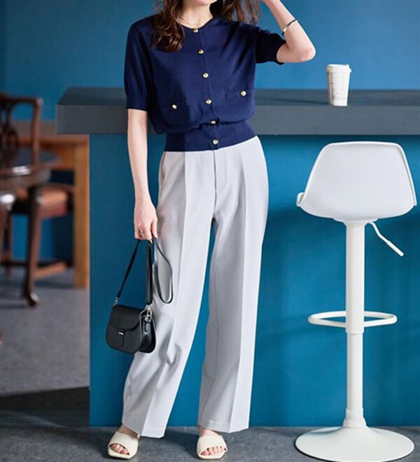 RANAN（ラナン）の「【選べる２丈】機能付！美脚シルエットセンタープレスワイドパンツ（フルレングスパンツ）」｜詳細画像