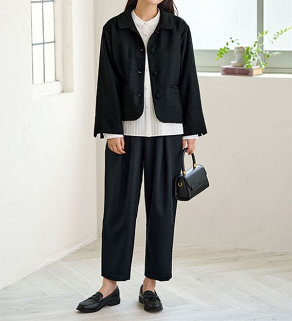 BELLUNA（ベルーナ）の「ドビー素材タックデザインゆったりテーパードパンツ（テーパードパンツ）」｜詳細画像