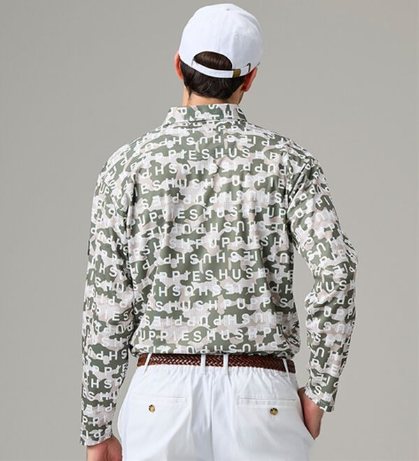 「＜ハッシュパピー・ゴルフ＞ドライタッチ総柄ポロシャツ（メンズポロシャツ）」｜詳細画像