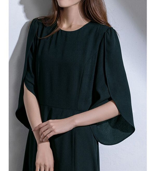 RANAN（ラナン）の「ひんやり！チューリップ袖フレアーワンピ－ス（ブラックフォーマル（喪服・礼服））」｜詳細画像