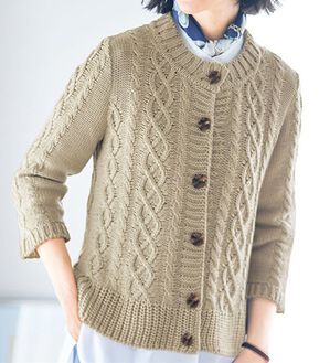 VINNO（ヴィノ）の「＜日本製＞ケーブルニットカーディガン（ニットカーディガン）」｜詳細画像