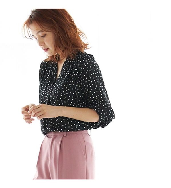 GeeRA（ジーラ）の「シルエットきれい！上品7分袖デザインブラウス（ブラウス）」｜詳細画像