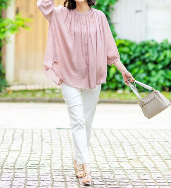 BELLUNA（ベルーナ）の「スラブ素材ギャザーデザインブラウス（ブラウス）」｜詳細画像