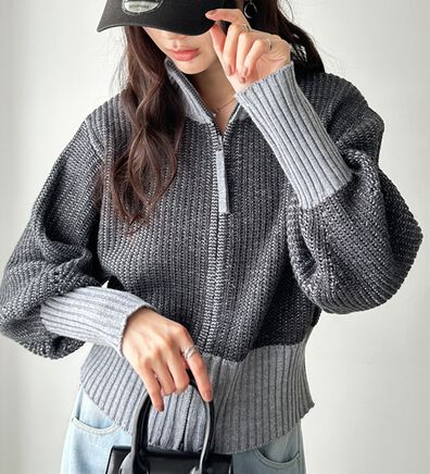 GeeRA（ジーラ）の「配色ダブルジップニットカーディガン（ニット・セーター）」