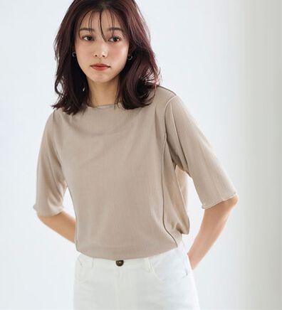 Pierrot（ピエロ）の「５分袖メロートップス（カットソー）」