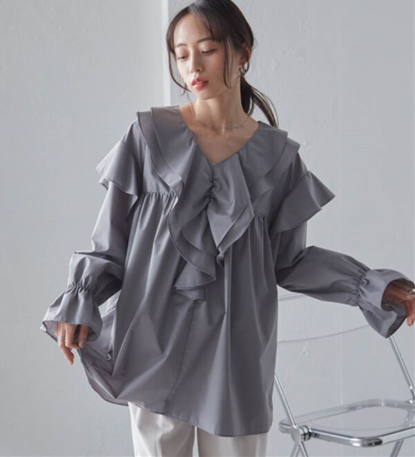 RANAN（ラナン）の「ビッグカラーフリルブラウス（ブラウス）」｜詳細画像