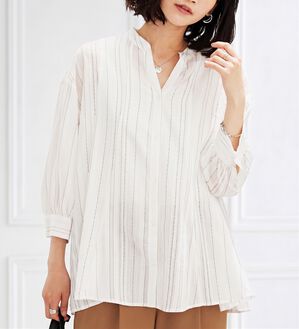 BELLUNA（ベルーナ）の「ドビー素材タック入りシャツチュニック（チュニック）」｜詳細画像