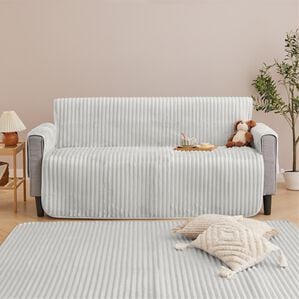 iellio（イエリオ）の「ふんわりとろけるストライプソファカバー＜洗える・選べるサイズ・滑り止め付・おしゃれ・大人かわいい・ｈｕｇｌｉｎｅ＞（ソファーカバー）」｜グレー