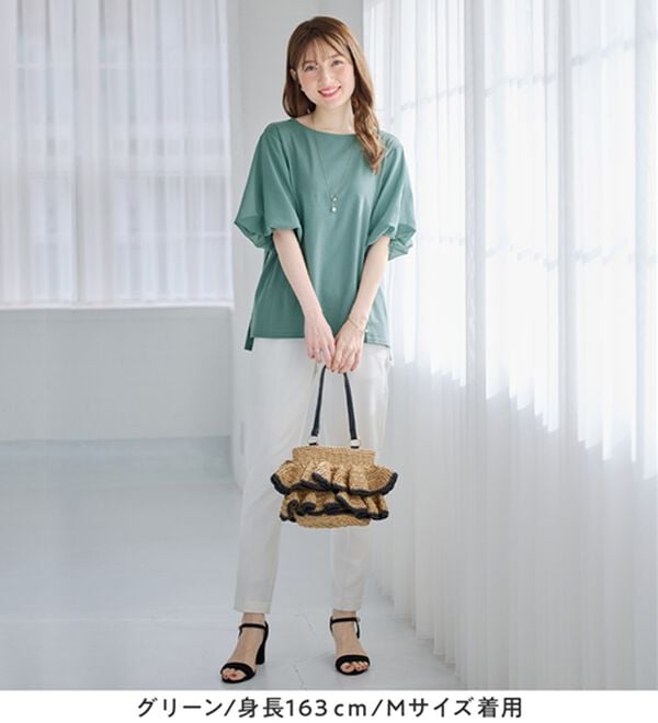 alotta（アロッタ）の「袖異素材バルーンＴシャツ（カットソー）」｜詳細画像