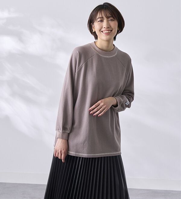 訳あり 裏毛×ストライプ ドッキング スウェット シャツワンピース