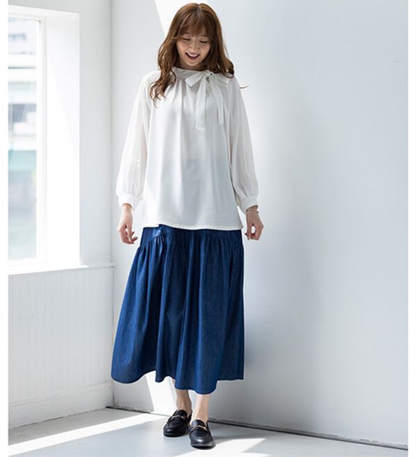 BELLUNA（ベルーナ）の「私を輝かせる！衿リボンゆったりブラウス（ブラウス）」｜詳細画像