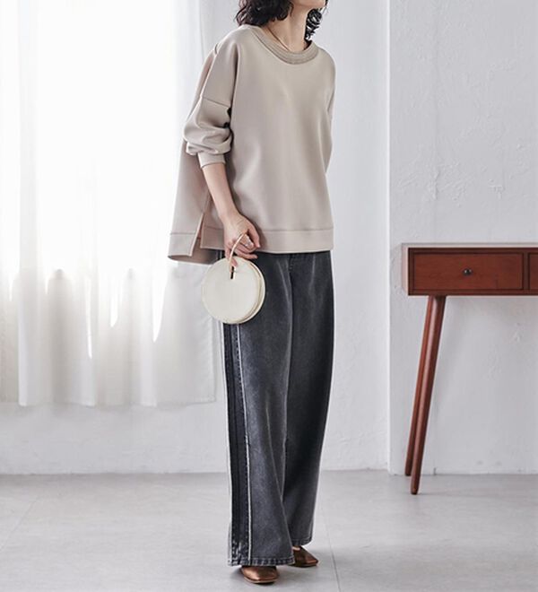 RANAN（ラナン）の「＜ＨＳ＞編立衿ポイントきれいめスウェット（カットソー）」｜詳細画像