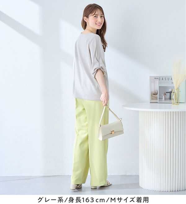 alotta（アロッタ）の「さらっと軽い綿混ストライプ袖タックプルオーバー（ブラウス）」｜詳細画像